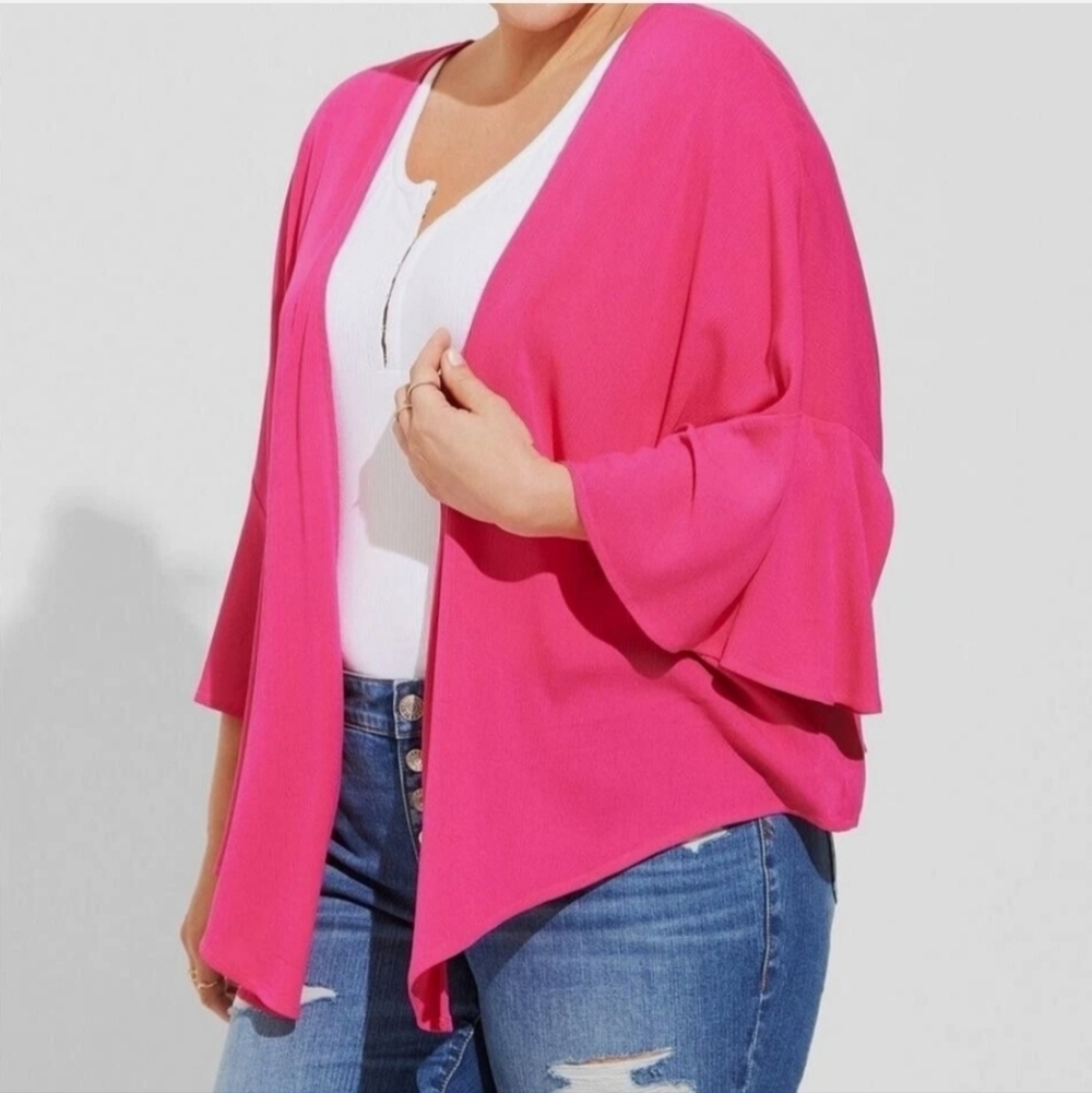 Torrid GauzeTie Front Crop Kimono